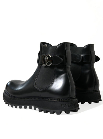 Dolce & Gabbana Black Chelsea Belted DG Logo Boots Shoes - Ellie Belle