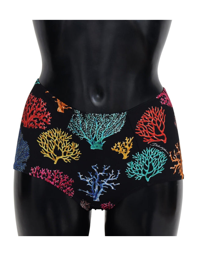 Dolce & Gabbana Black Coral Print Swimwear Beachwear Bikini Bottom - Ellie Belle