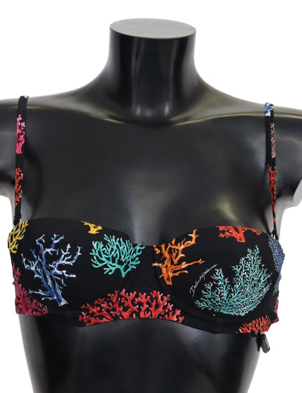 Dolce & Gabbana Black Corals Print Swimsuit Beachwear Bikini Tops - Ellie Belle