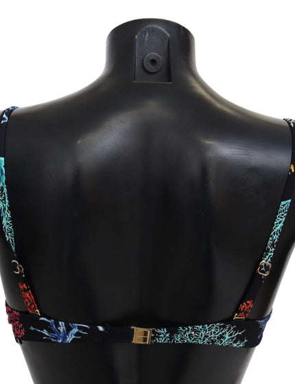 Dolce & Gabbana Black Corals Print Swimsuit Beachwear Bikini Tops - Ellie Belle
