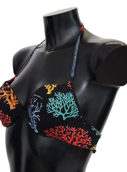 Dolce & Gabbana Black Corals Print Women Beachwear Bikini Tops - Ellie Belle