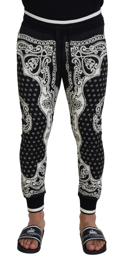 Dolce & Gabbana Black Cotton Bandana Print Jogger Pants - Ellie Belle