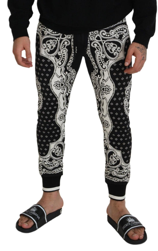 Dolce & Gabbana Black Cotton Bandana Print Jogger Pants - Ellie Belle