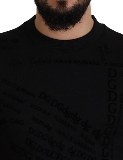 Dolce & Gabbana Black Cotton Blend Crewneck Pullover Sweater - Ellie Belle