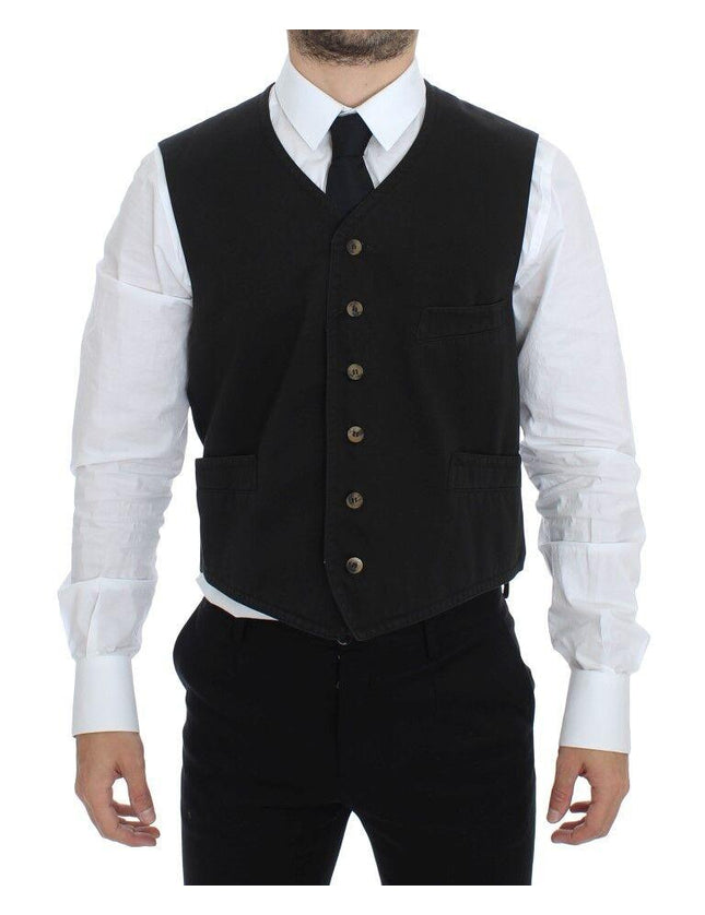 Dolce & Gabbana Black Cotton Blend Dress Vest Gilet - Ellie Belle