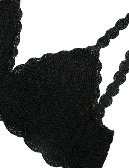 Dolce & Gabbana Black Cotton Bustier Cropped Crochet Tank Top - Ellie Belle