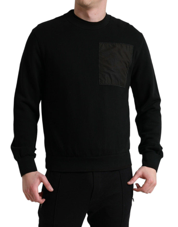 Dolce & Gabbana Black Cotton Crew Neck Men Pullover Sweater - Ellie Belle