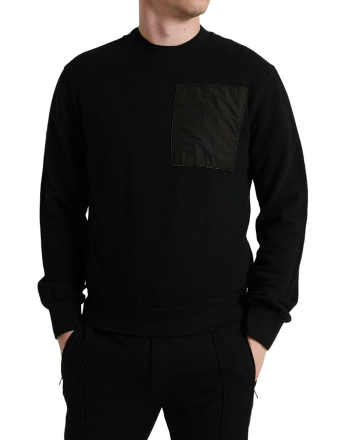 Dolce & Gabbana Black Cotton Crew Neck Men Pullover Sweater - Ellie Belle