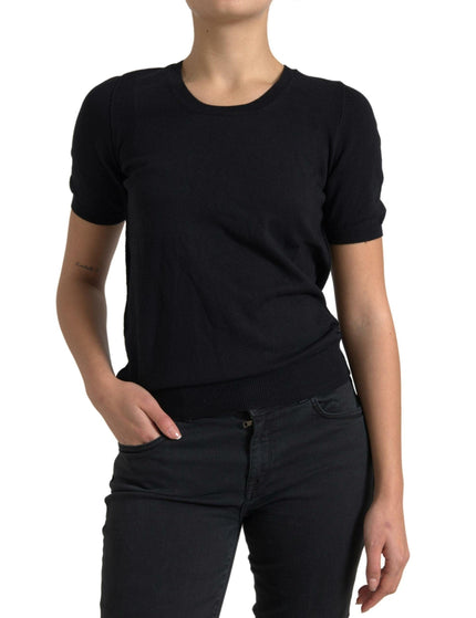 Dolce & Gabbana Black Cotton Crew Neck Short Sleeves Top - Ellie Belle