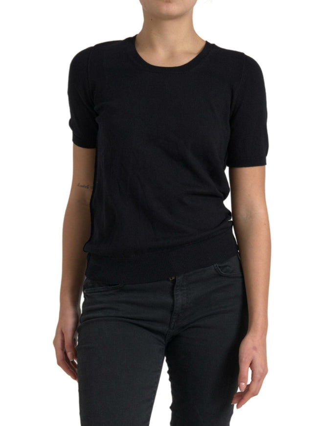 Dolce & Gabbana Black Cotton Crew Neck Short Sleeves Top - Ellie Belle