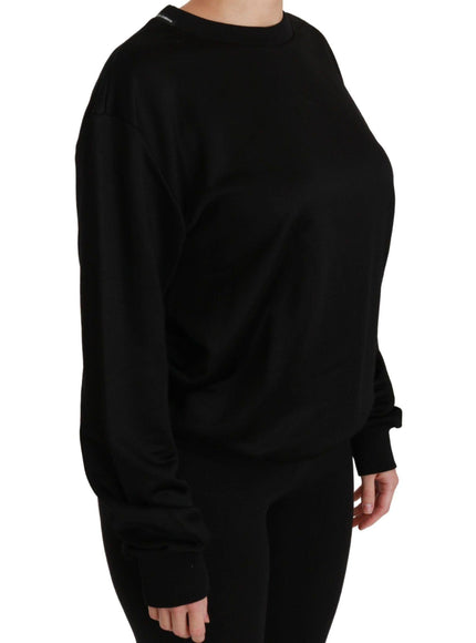 Dolce & Gabbana Black Cotton Crewneck Pullover Sweater