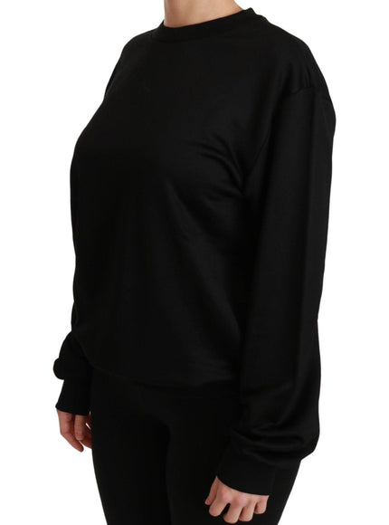 Dolce & Gabbana Black Cotton Crewneck Pullover Sweater