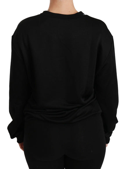 Dolce & Gabbana Black Cotton Crewneck Pullover Sweater
