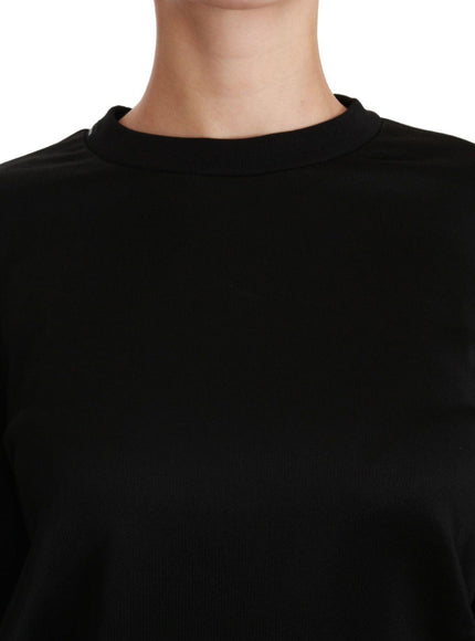 Dolce & Gabbana Black Cotton Crewneck Pullover Sweater
