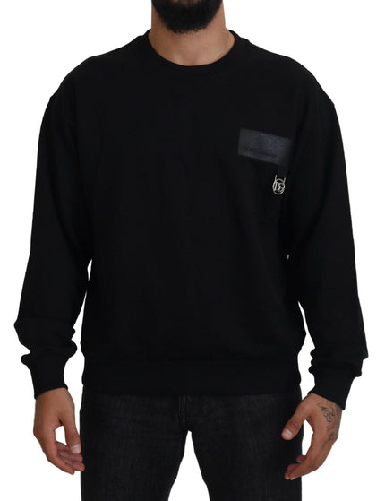 Dolce & Gabbana Black Cotton Crewneck Sweatshirt Logo Sweater - Ellie Belle