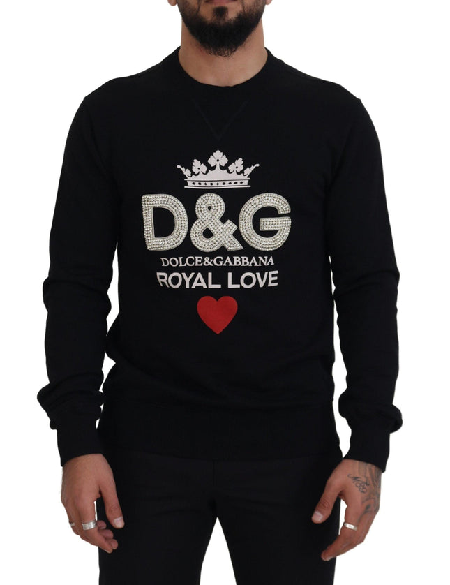 Dolce & Gabbana Black Cotton D&G Crystals Pullover Sweater - Ellie Belle