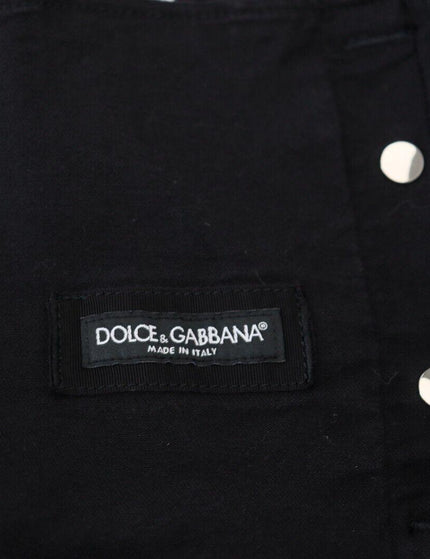 Dolce & Gabbana Black Cotton DG Mania Collared Denim Jacket - Ellie Belle