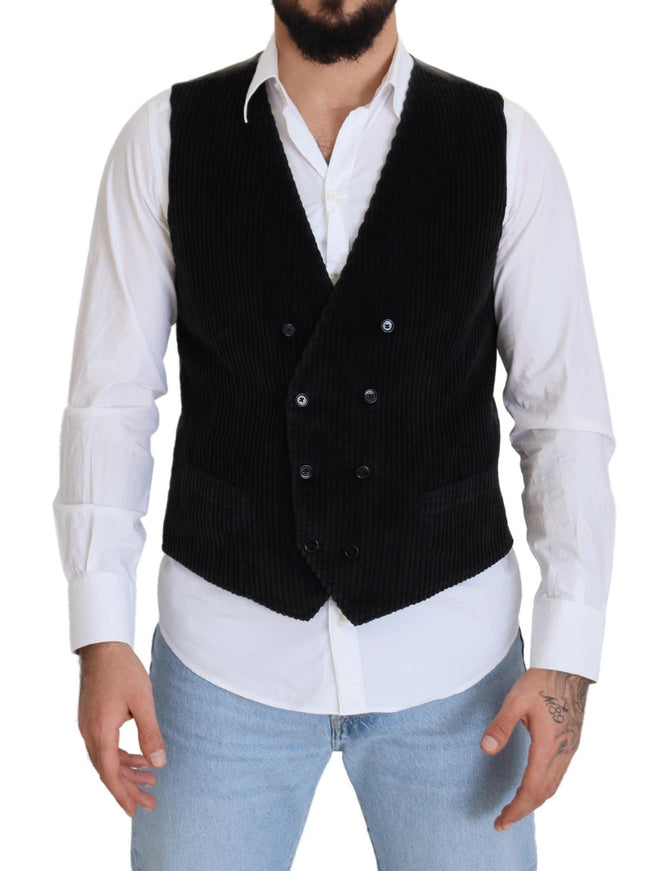 Dolce & Gabbana Black Cotton Double Breasted Waistcoat Vest - Ellie Belle