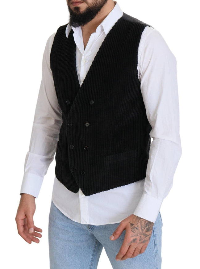 Dolce & Gabbana Black Cotton Double Breasted Waistcoat Vest - Ellie Belle