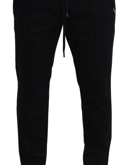 Dolce & Gabbana Black Cotton Drawstring Jogger Sweatpant Pants - Ellie Belle