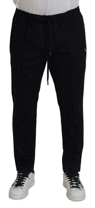 Dolce & Gabbana Black Cotton Drawstring Jogger Sweatpant Pants - Ellie Belle