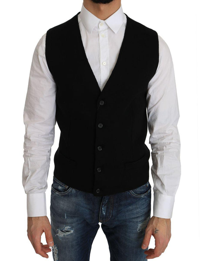 Dolce & Gabbana Black Cotton Dress Woven Waistcoat - Ellie Belle