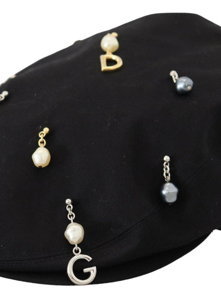 Dolce & Gabbana Black Cotton Embellished Newsboy Men Hat - Ellie Belle