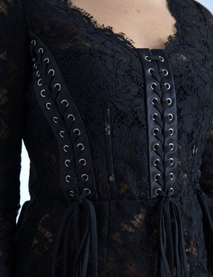 Dolce & Gabbana Black Cotton Floral Lace Corset Style Blouse - Ellie Belle