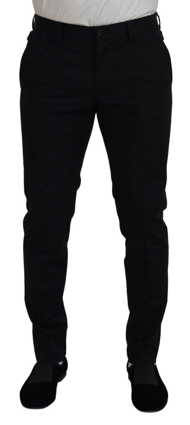 Dolce & Gabbana Black Cotton Formal Chinos Men Pants - Ellie Belle