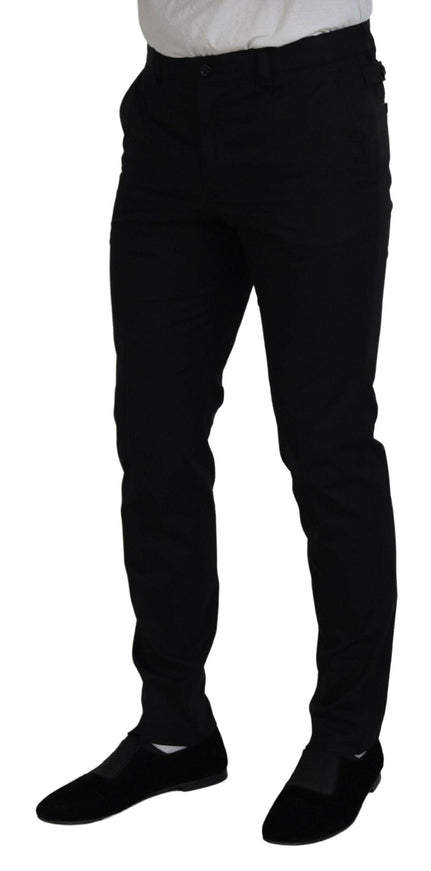 Dolce & Gabbana Black Cotton Formal Chinos Men Pants - Ellie Belle