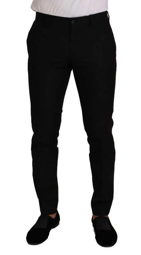 Dolce & Gabbana Black Cotton Formal Tuxedo Trouser Dress Pants - Ellie Belle