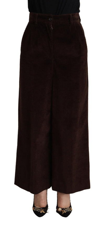 Dolce & Gabbana Black Cotton High Waist Trouser Wide Leg Pants - Ellie Belle