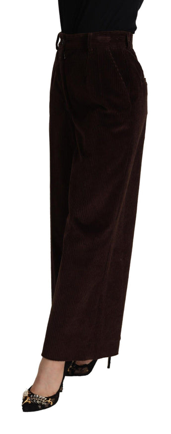 Dolce & Gabbana Black Cotton High Waist Trouser Wide Leg Pants - Ellie Belle