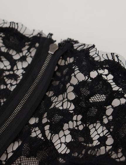 Dolce & Gabbana Black Cotton Lace Trim Long Sleeves Top - Ellie Belle
