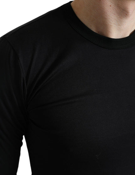 Dolce & Gabbana Black Cotton Logo Crew Neck Men Pullover Sweater - Ellie Belle