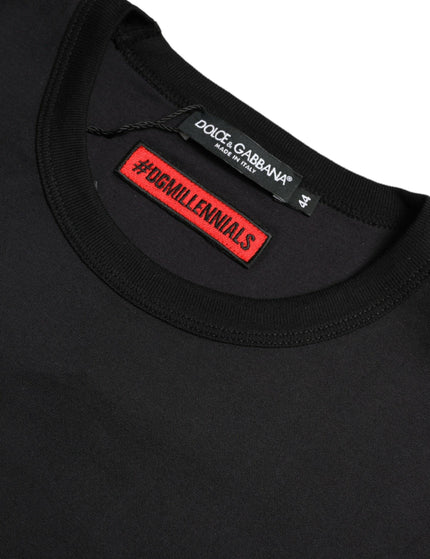 Dolce & Gabbana Black Cotton Logo Crew Neck Men Pullover Sweater - Ellie Belle