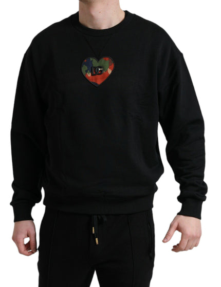 Dolce & Gabbana Black Cotton Logo Crewneck Sweatshirt Sweater - Ellie Belle