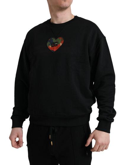Dolce & Gabbana Black Cotton Logo Crewneck Sweatshirt Sweater - Ellie Belle