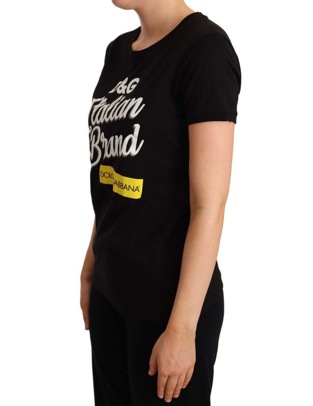Dolce & Gabbana Black Cotton Logo Italian Brand Print T-shirt - Ellie Belle