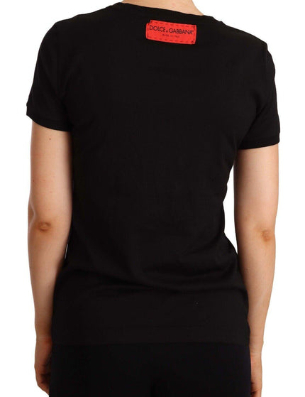Dolce & Gabbana Black Cotton Logo Italian Brand Print T-shirt - Ellie Belle