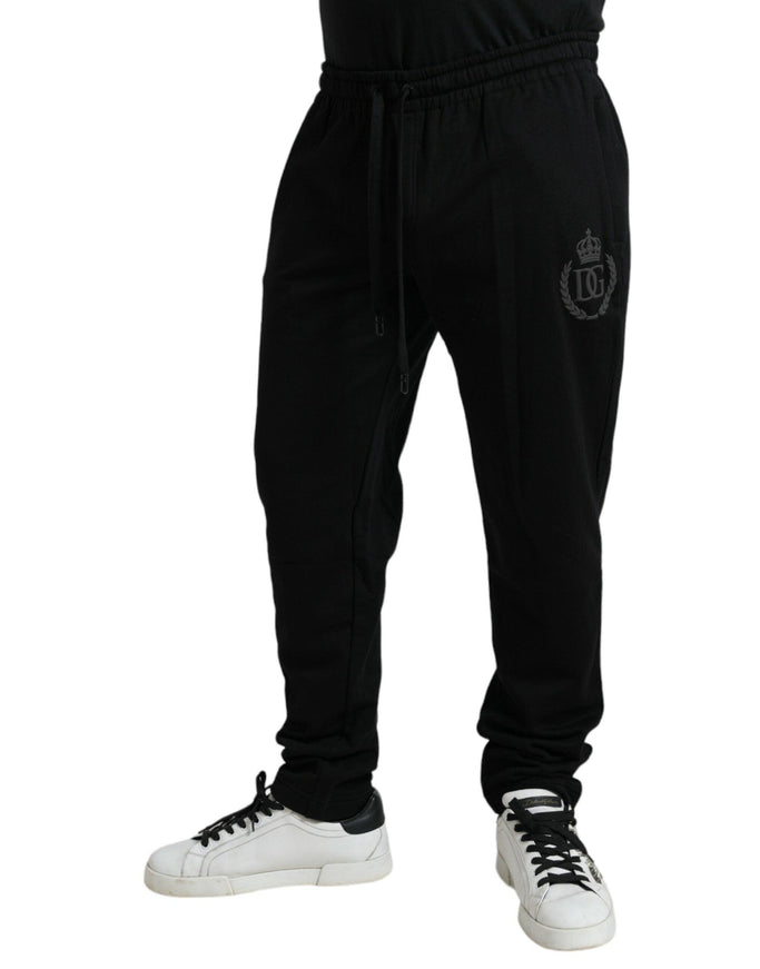 Dolce & Gabbana Black Cotton Logo Jogger Men Sweatpants Pants - Ellie Belle