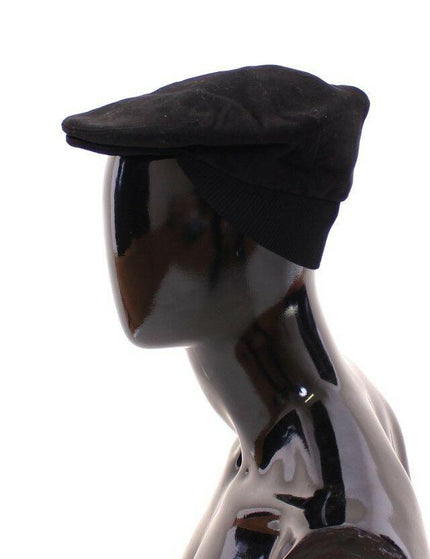 Dolce & Gabbana Black Cotton Logo Newsboy Cap Hat Cabbie - Ellie Belle