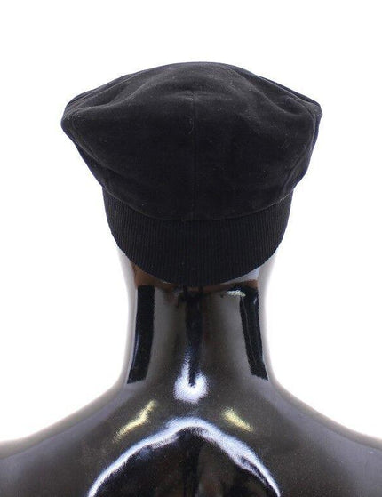 Dolce & Gabbana Black Cotton Logo Newsboy Cap Hat Cabbie - Ellie Belle