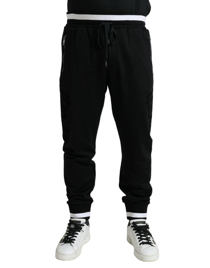 Dolce & Gabbana Black Cotton Logo Sweatpants Jogging Pants - Ellie Belle