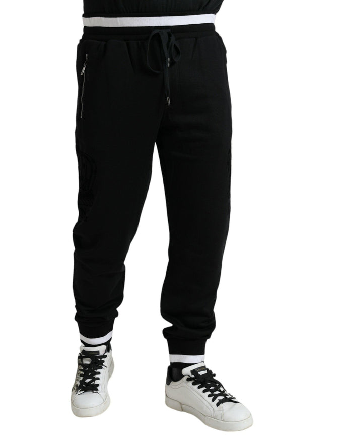 Dolce & Gabbana Black Cotton Logo Sweatpants Jogging Pants - Ellie Belle