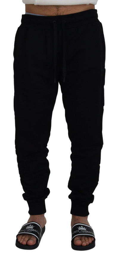 Dolce & Gabbana Black Cotton Men Jogger Pants - Ellie Belle