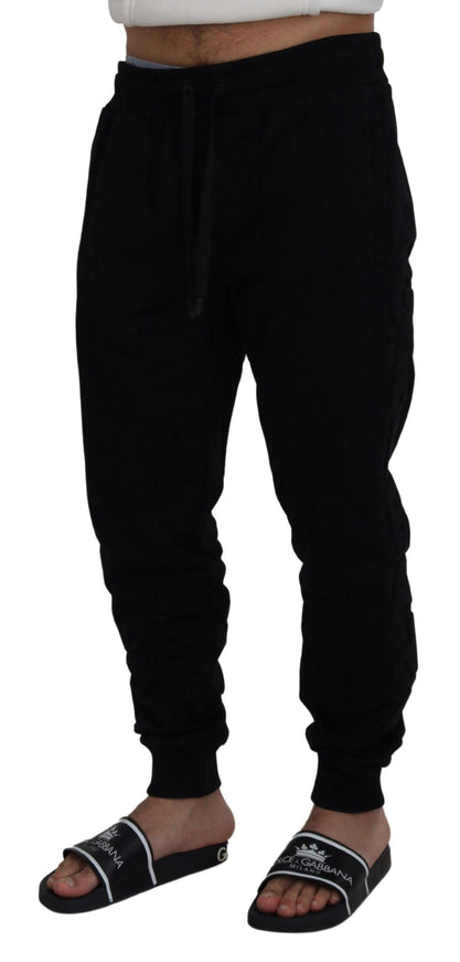 Dolce & Gabbana Black Cotton Men Jogger Pants - Ellie Belle