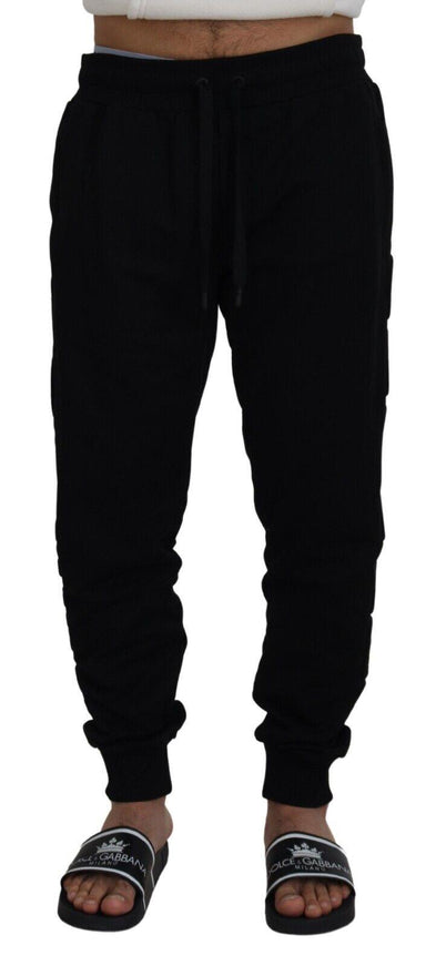 Dolce & Gabbana Black Cotton Men Jogger Trousers Pants - Ellie Belle