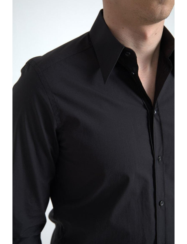 Dolce & Gabbana Black Cotton Men Long Sleeves MARTINI Shirt - Ellie Belle