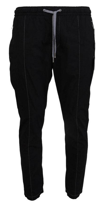 Dolce & Gabbana Black Cotton Men Tapered Pants - Ellie Belle